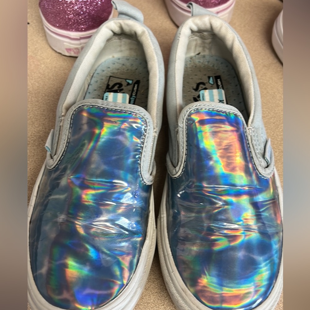 Slip-On Toms glitter shinny shoes. Size 2